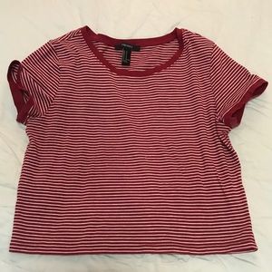 Red and white strip crop top